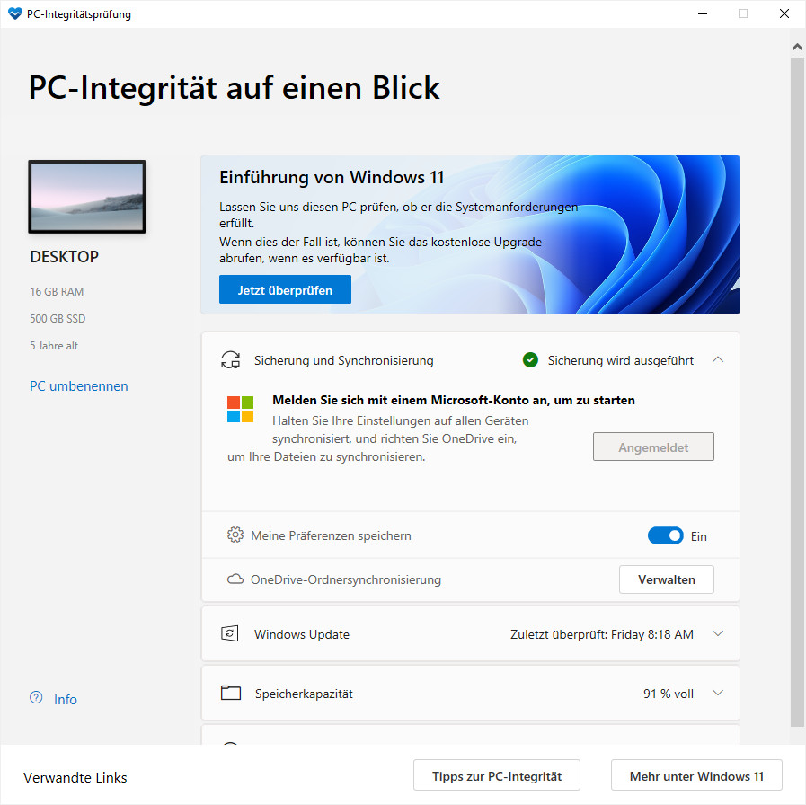 Windows-PC-Integritätsprüfung